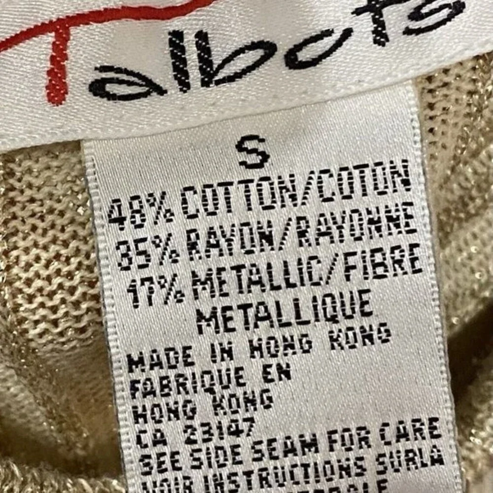 E130 Talbots Gold Mock Short sleeve sweater Women's Size L EUC - Picture 7 of 8